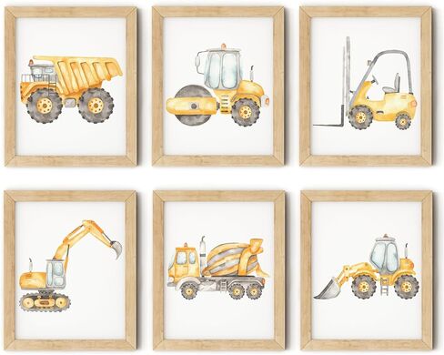 Set of 6 Construction Truck Wall Art Decor Toddler Boys Room Canvas Paintings Watercolor Tractor Vehicle Posters Pictures Nursery Dump Truck Wall Art Prints for Boys Bedroom 8x10 Inch Unframed﻿ in Saudi Arabia