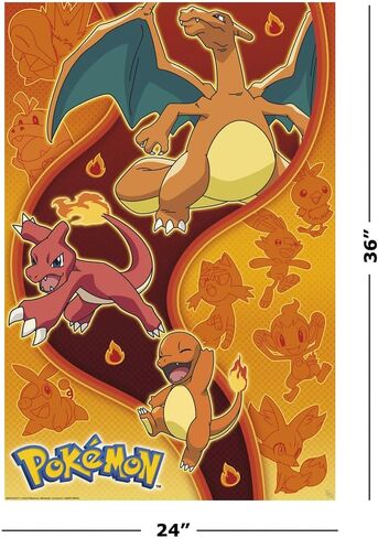 Pokemon - Anime TV Show Gaming Poster (Fire Type - Charmander Evolution) (Size: 24" x 36") in Saudi Arabia