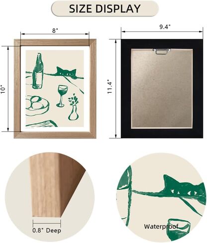 Framed Green Kitchen Decor Wall Art Funny Cat Wine Print Poster Bar Cart Artwork Whimsical Animal Sketch Painting Scandi Dinner Party Dining Picture Wall Decor in Saudi Arabia