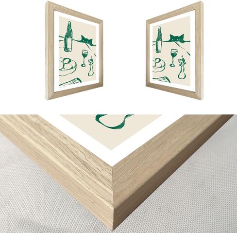 Framed Green Kitchen Decor Wall Art Funny Cat Wine Print Poster Bar Cart Artwork Whimsical Animal Sketch Painting Scandi Dinner Party Dining Picture Wall Decor in Saudi Arabia