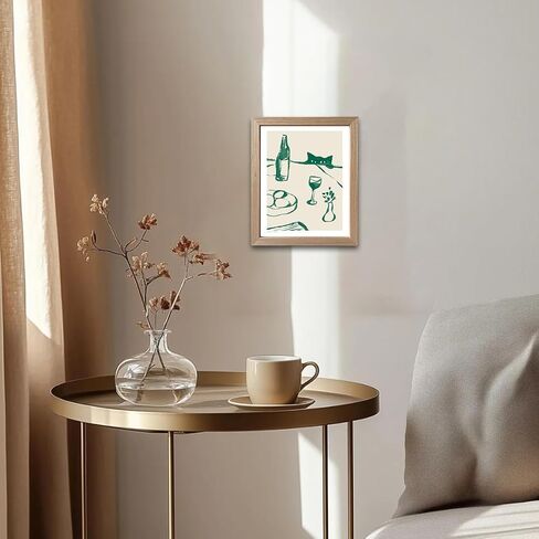 Framed Green Kitchen Decor Wall Art Funny Cat Wine Print Poster Bar Cart Artwork Whimsical Animal Sketch Painting Scandi Dinner Party Dining Picture Wall Decor in Saudi Arabia