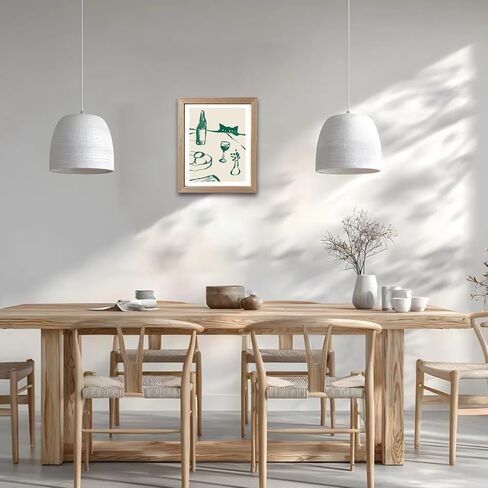 Framed Green Kitchen Decor Wall Art Funny Cat Wine Print Poster Bar Cart Artwork Whimsical Animal Sketch Painting Scandi Dinner Party Dining Picture Wall Decor in Saudi Arabia