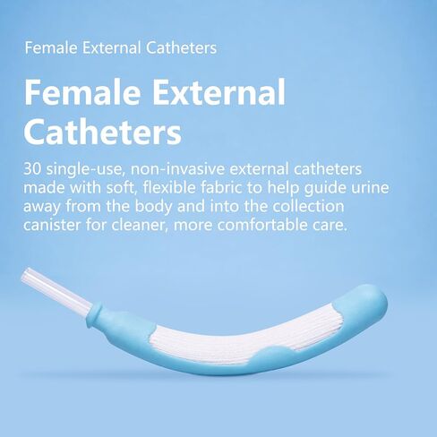 Female External Catheter, 30-Pack – Soft Skin-Friendly Material, Leak-Resistant Contoured Fit, Compatible with Multiple Urine Collection Systems, Individually Wrapped in Saudi Arabia