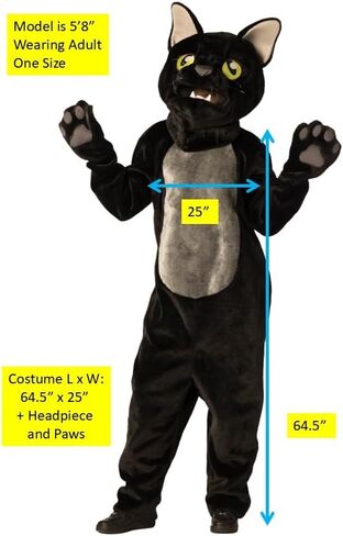 Black Cat Costume with Mask Head and Paws Kit Halloween Costume, Women and Men, Adult One Size in Saudi Arabia