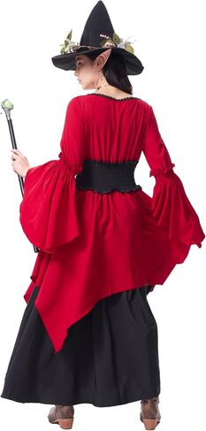 Renaissance Witch Costume Women, Medieval Red Victorian Dress Gothic Vampire Fairy Dress Cosplay for Halloween in Saudi Arabia