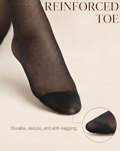 3 Pairs Women's Sheer Tights 30D, Black Pantyhose Nylon Stockings Control Top Reinforced Toe, High Waist Hosiery in Saudi Arabia