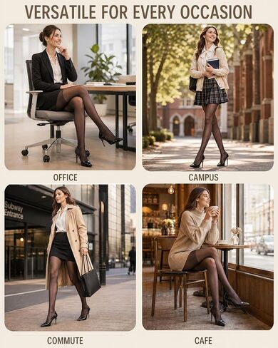 3 Pairs Women's Sheer Tights 30D, Black Pantyhose Nylon Stockings Control Top Reinforced Toe, High Waist Hosiery in Saudi Arabia