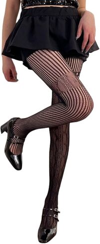 Womens Aesthetic Sexy Hollowed Out Fishnet Tights Stockings Asymmetrical Lace Patchwork Patterned Sheer Pantyhose in Saudi Arabia