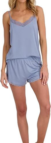 Lucky Brand Women’s Spaghetti Strap Tank & Short Pajama Set 2-Piece, Lightweight Sleepwear & Lounge Set with Relaxed Fit in Saudi Arabia