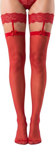 Women's Thigh High Stockings Silicone Lace Top Sheer Stocking Bow Suspenders Pantyhose for Women in Saudi Arabia
