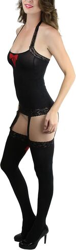 ToBeInStyle Women’s Bodystocking Bustier Garter Lingerie Suspender Thigh High Stockings in Kuwait