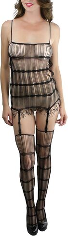 ToBeInStyle Women’s Bodystocking Bustier Garter Lingerie Suspender Thigh High Stockings in Kuwait