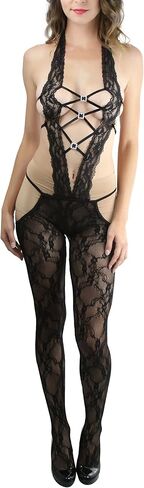 ToBeInStyle Women’s Bodystocking Bustier Garter Lingerie Suspender Thigh High Stockings in Kuwait