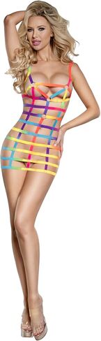 Dreamgirl Ombré rainbow elastic dress with gold hardware in Saudi Arabia