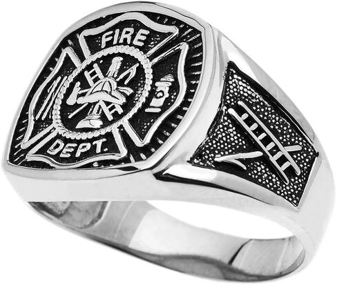 Men's Sterling Silver Fire Department Maltese Cross Bold Ring in Saudi Arabia
