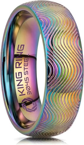 King Ring 7mm Domed Rings – Waves Bands For Men & Women – Designed in USA in Saudi Arabia