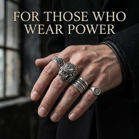 Pixiu Ring for Men and Women, Adjustable Size 9-14, Sacred Talisman for Protection and Abundance, Ancient Oriental Mysticism, Gothic Punk Biker Ring, Eastern Chimera Ring, Spiritual Jewelry Gift in Saudi Arabia