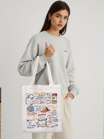 KUIYAI Rom-Com Movie Merchandise Tote Bag Poppy And Alex Romance Book Lover Shoulder Bag Romantic Vacation Beach Read Gift in Kuwait