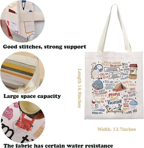 KUIYAI Rom-Com Movie Merchandise Tote Bag Poppy And Alex Romance Book Lover Shoulder Bag Romantic Vacation Beach Read Gift in Kuwait