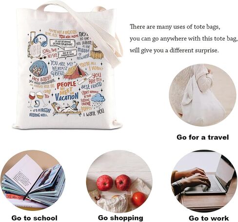 KUIYAI Rom-Com Movie Merchandise Tote Bag Poppy And Alex Romance Book Lover Shoulder Bag Romantic Vacation Beach Read Gift in Kuwait