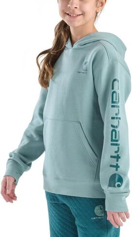Carhartt Big Girls Kid's CA7131 Long-Sleeve Graphic Sweatshirt | Youth Medium (10) Patina in Kuwait