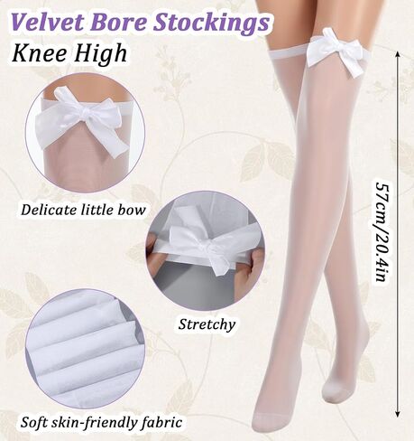 2 Pairs White Stockings for Women, White Lace Thigh High Stockings, Stay-Up Design (Breathable & Soft) in Saudi Arabia