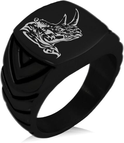 Stainless Steel Berserk Rhino Chevron Pattern Biker Style Polished Ring in Kuwait