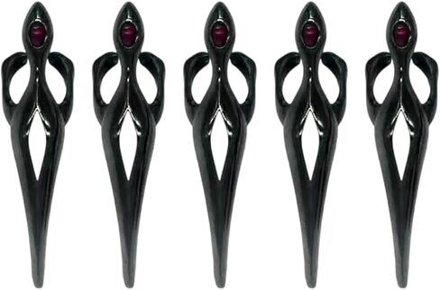 Gothic Punk Dark Adjustable Alloy Fingertip Rings Accessory for Subcultures Enthusiasts and Cosplay Event in Saudi Arabia