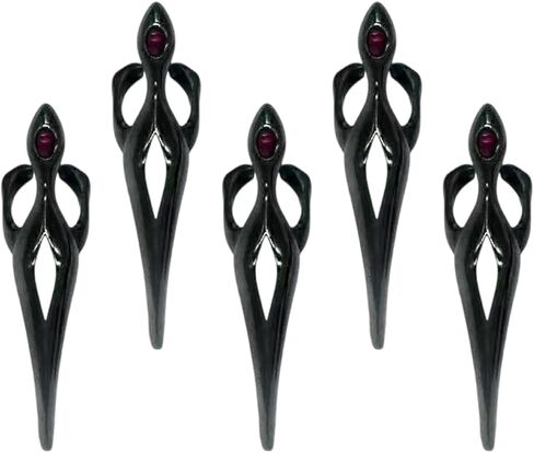 Gothic Punk Dark Adjustable Alloy Fingertip Rings Accessory for Subcultures Enthusiasts and Cosplay Event in Saudi Arabia