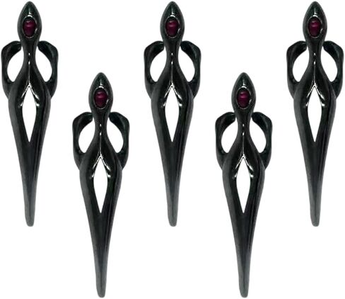 Gothic Punk Dark Adjustable Alloy Fingertip Rings Accessory for Subcultures Enthusiasts and Cosplay Event in Saudi Arabia