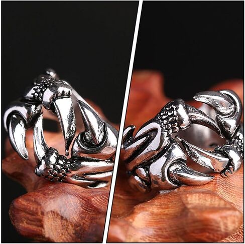 TEHAUX Dragon Claw Open Ring Vintage Men’s Finger Jewelry Retro Punk Adjustable Man Ring for Casual Wear in Kuwait