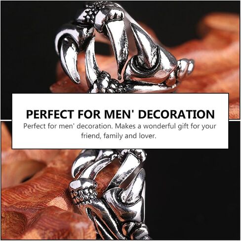 TEHAUX Dragon Claw Open Ring Vintage Men’s Finger Jewelry Retro Punk Adjustable Man Ring for Casual Wear in Kuwait