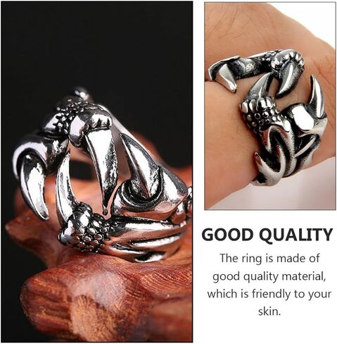TEHAUX Dragon Claw Open Ring Vintage Men’s Finger Jewelry Retro Punk Adjustable Man Ring for Casual Wear in Kuwait