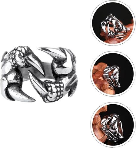 TEHAUX Dragon Claw Open Ring Vintage Men’s Finger Jewelry Retro Punk Adjustable Man Ring for Casual Wear in Kuwait