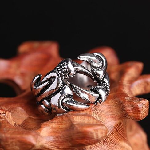 TEHAUX Dragon Claw Open Ring Vintage Men’s Finger Jewelry Retro Punk Adjustable Man Ring for Casual Wear in Kuwait