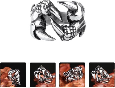 TEHAUX Dragon Claw Open Ring Vintage Men’s Finger Jewelry Retro Punk Adjustable Man Ring for Casual Wear in Kuwait