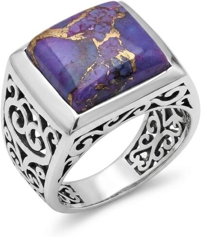 Gorgeous Purple Copper Turquoise 925 Sterling Silver Men's Ring Size 9, 10, 11, 12, 13, 14 in Saudi Arabia