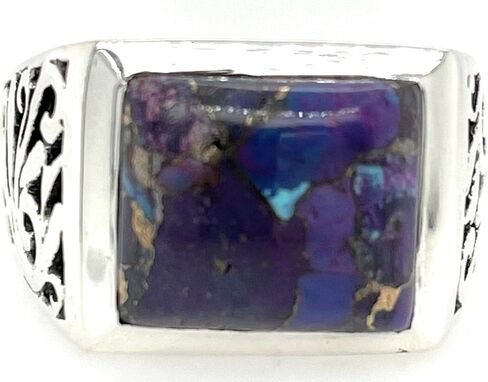 Gorgeous Purple Copper Turquoise 925 Sterling Silver Men's Ring Size 9, 10, 11, 12, 13, 14 in Saudi Arabia