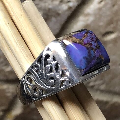 Gorgeous Purple Copper Turquoise 925 Sterling Silver Men's Ring Size 9, 10, 11, 12, 13, 14 in Saudi Arabia