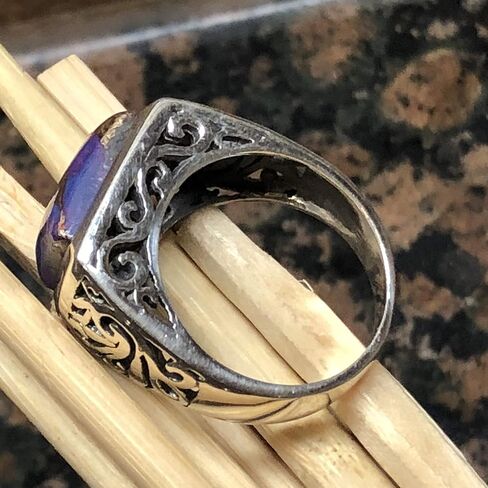 Gorgeous Purple Copper Turquoise 925 Sterling Silver Men's Ring Size 9, 10, 11, 12, 13, 14 in Saudi Arabia