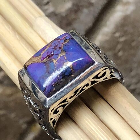 Gorgeous Purple Copper Turquoise 925 Sterling Silver Men's Ring Size 9, 10, 11, 12, 13, 14 in Saudi Arabia