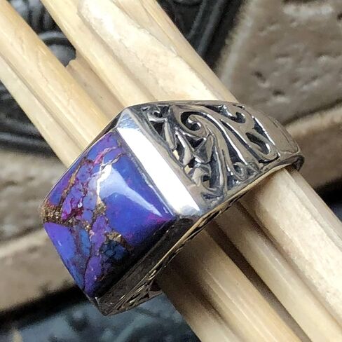 Gorgeous Purple Copper Turquoise 925 Sterling Silver Men's Ring Size 9, 10, 11, 12, 13, 14 in Saudi Arabia