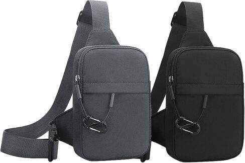 Peicees Pack of 2 Small Anti-theft Sling Bag for Men Women Waterproof Mini Crossbody Backpack Chest Bag Travel Passport Phone Holder, Grey and Black in Saudi Arabia