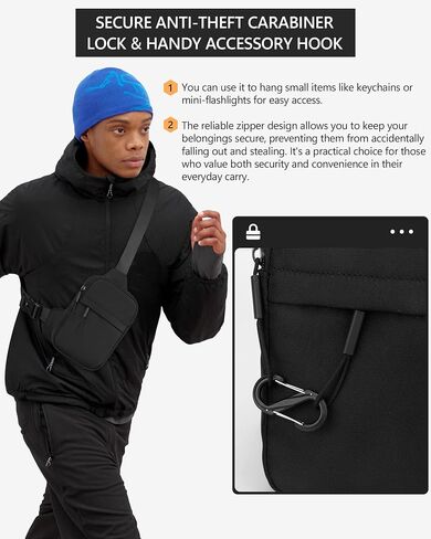 Peicees Pack of 2 Small Anti-theft Sling Bag for Men Women Waterproof Mini Crossbody Backpack Chest Bag Travel Passport Phone Holder, Grey and Black in Saudi Arabia
