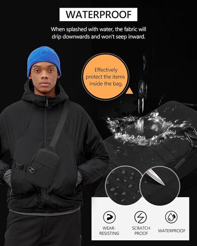 Peicees Pack of 2 Small Anti-theft Sling Bag for Men Women Waterproof Mini Crossbody Backpack Chest Bag Travel Passport Phone Holder, Grey and Black in Saudi Arabia