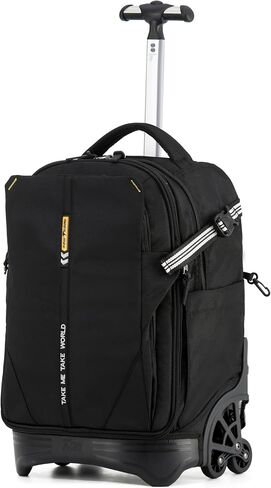 NEW TILAMI 18 Inch Expandable Rolling Backpack with 6-Wheel Stair Climbing, Waterproof Wheeled School Bag with 15.6" Laptop Sleeve for Boys Girls, Carry-on Luggage 98cm Dual-Height Handle - Pink in Saudi Arabia