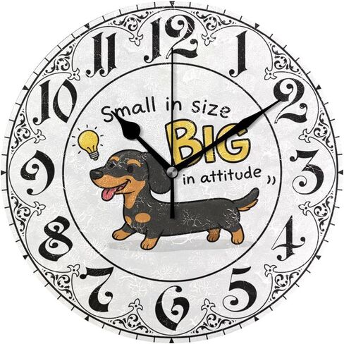 ALAZA Funny Dachshund Dog with Quote Round Wall Clock, Silent Non Ticking Oil Painting Home Office School Decorative Clock Art in Saudi Arabia
