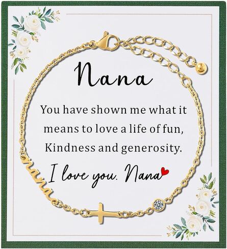 Ankiyabe Mom Mimi Faith Cross Name Bracelet with Crystal Religious Christian Baptism Gift for Women Message Card in Saudi Arabia