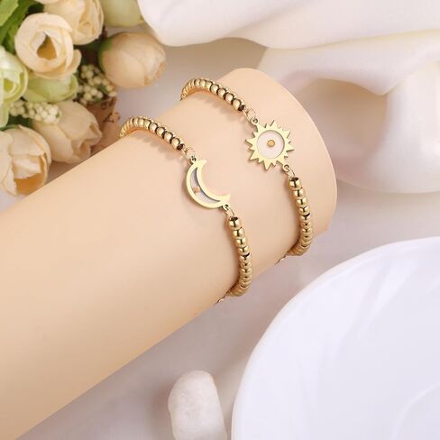 2Pcs Matching Sisters Bracelets for 2,Stainless Steel Link Bracelet for Big Sister Little Sister Matching Bracelets for Soul Sisters Friend in Saudi Arabia