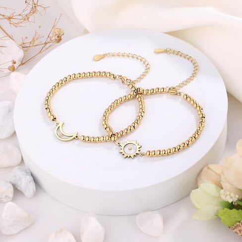 2Pcs Matching Sisters Bracelets for 2,Stainless Steel Link Bracelet for Big Sister Little Sister Matching Bracelets for Soul Sisters Friend in Saudi Arabia